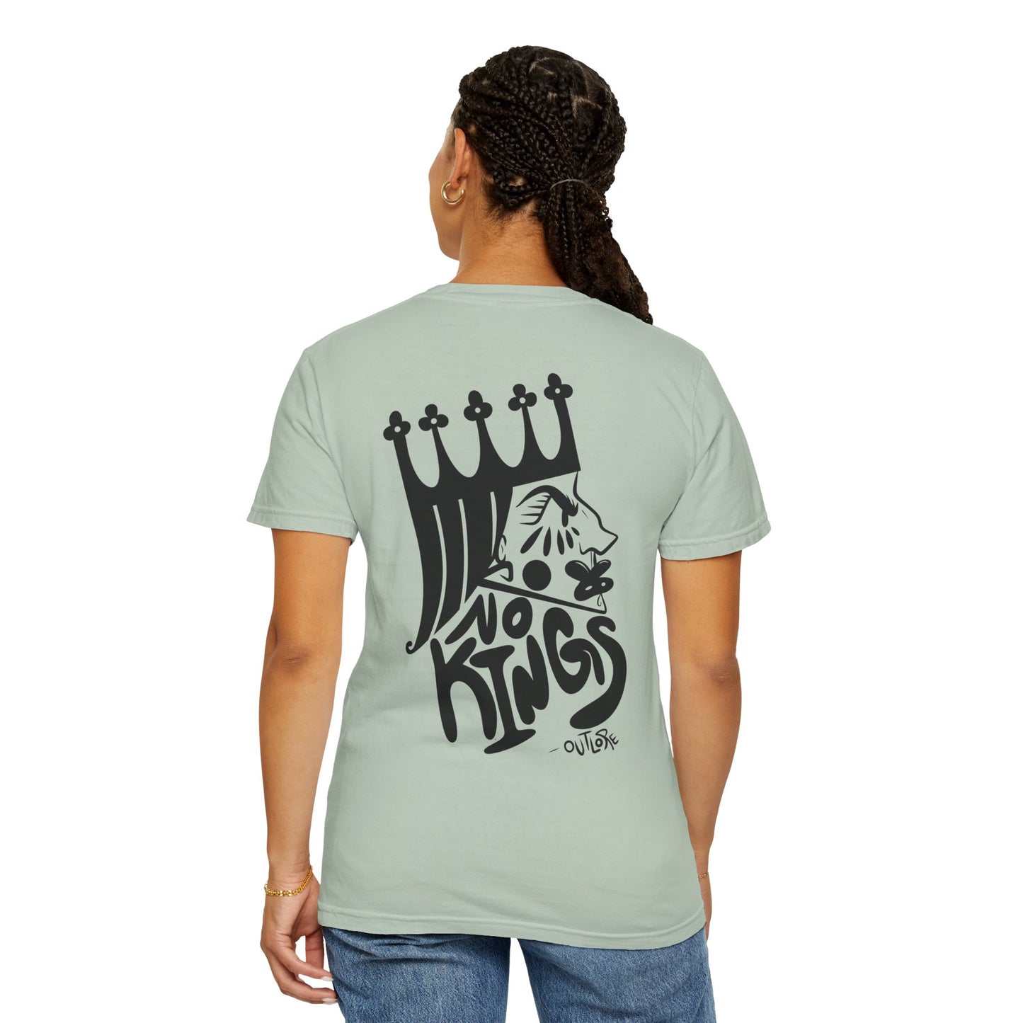 NO KINGS Unisex Garment-Dyed Graphic Tee, Cool Casual Shirt, Streetwear Fashion, Unique Gift for Him or Her, Summer Wear, No Kings Design