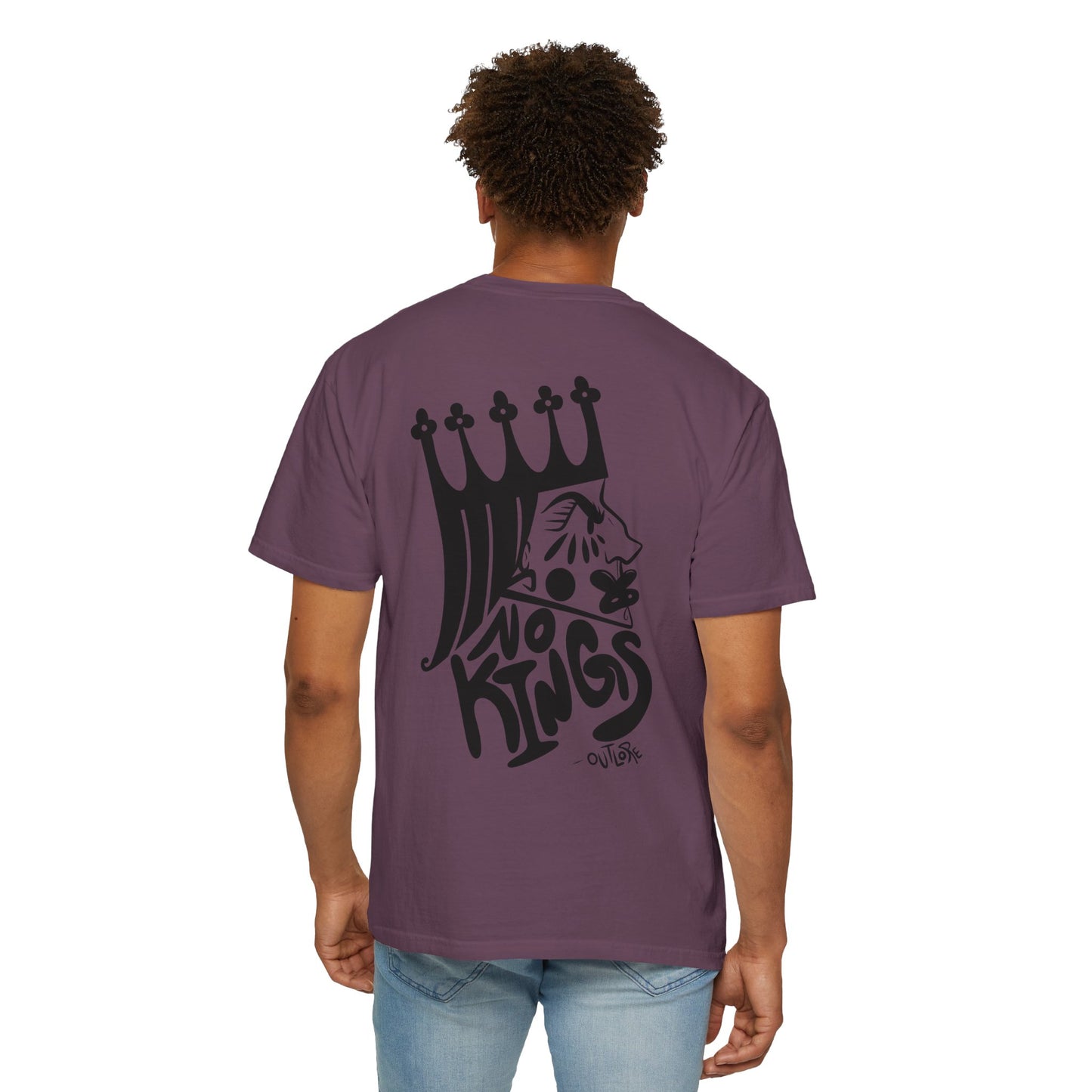 NO KINGS Unisex Garment-Dyed Graphic Tee, Cool Casual Shirt, Streetwear Fashion, Unique Gift for Him or Her, Summer Wear, No Kings Design