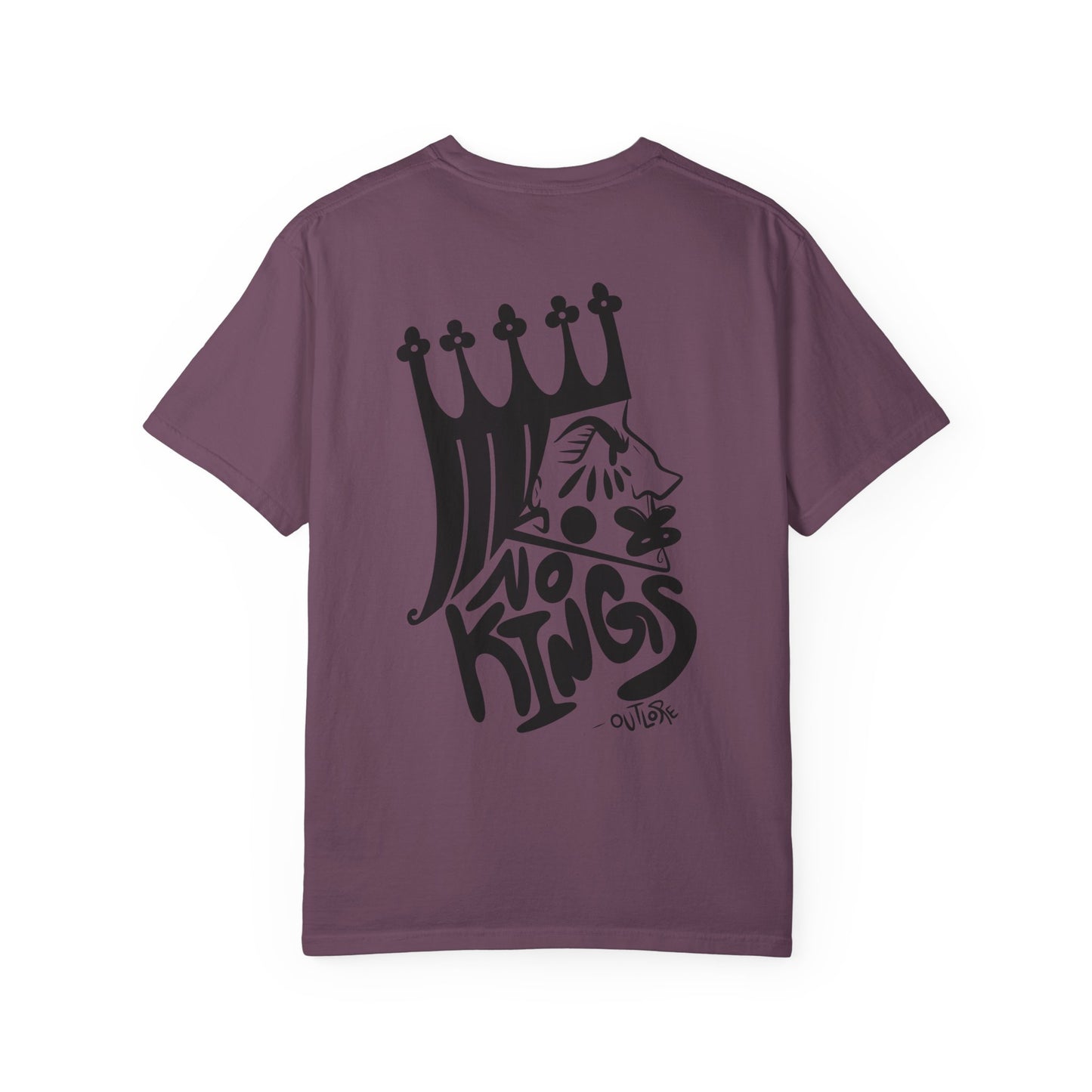 NO KINGS Unisex Garment-Dyed Graphic Tee, Cool Casual Shirt, Streetwear Fashion, Unique Gift for Him or Her, Summer Wear, No Kings Design