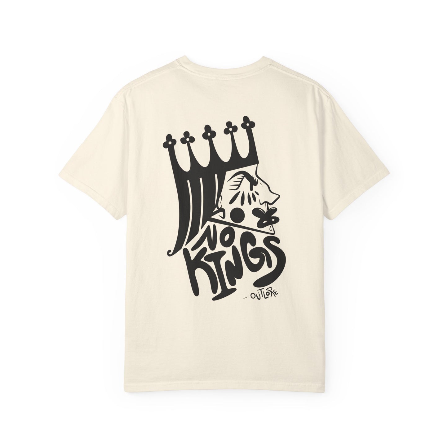 NO KINGS Unisex Garment-Dyed Graphic Tee, Cool Casual Shirt, Streetwear Fashion, Unique Gift for Him or Her, Summer Wear, No Kings Design