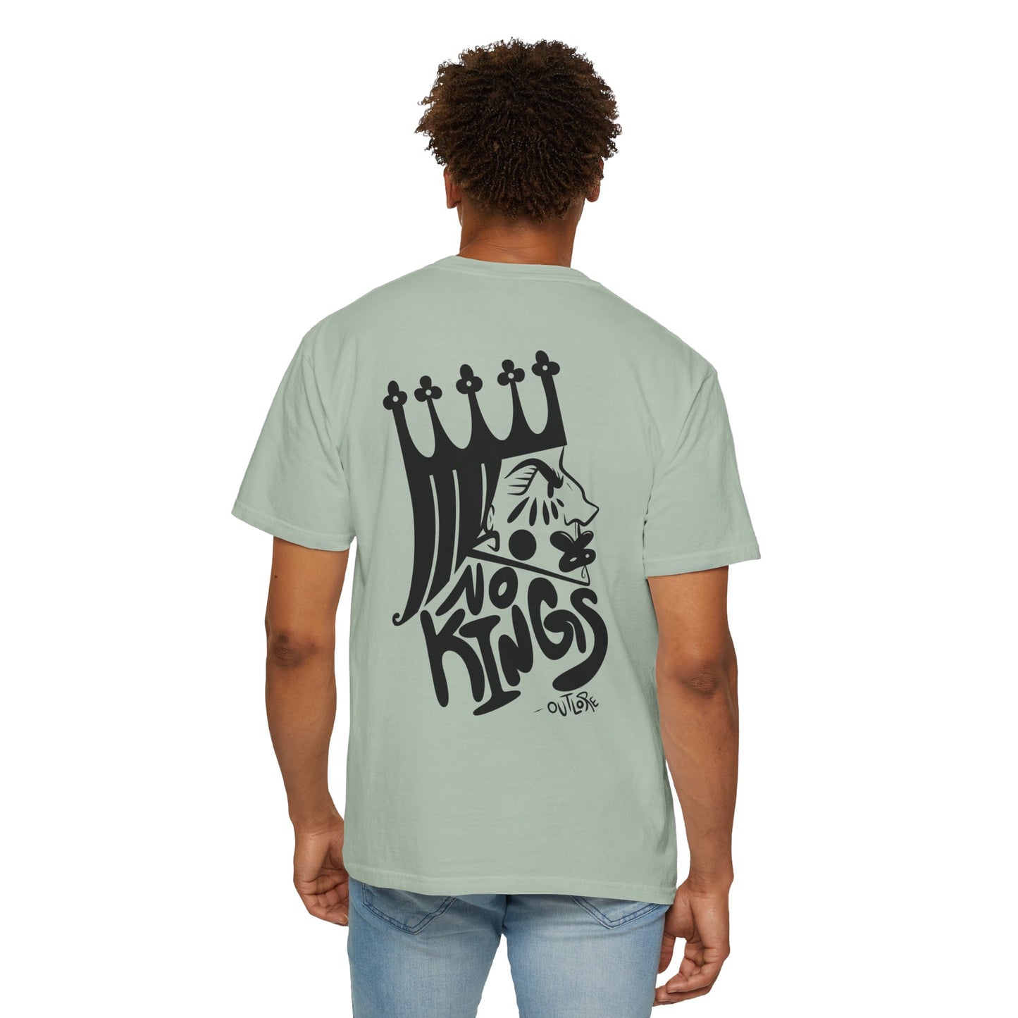 NO KINGS Unisex Garment-Dyed Graphic Tee, Cool Casual Shirt, Streetwear Fashion, Unique Gift for Him or Her, Summer Wear, No Kings Design