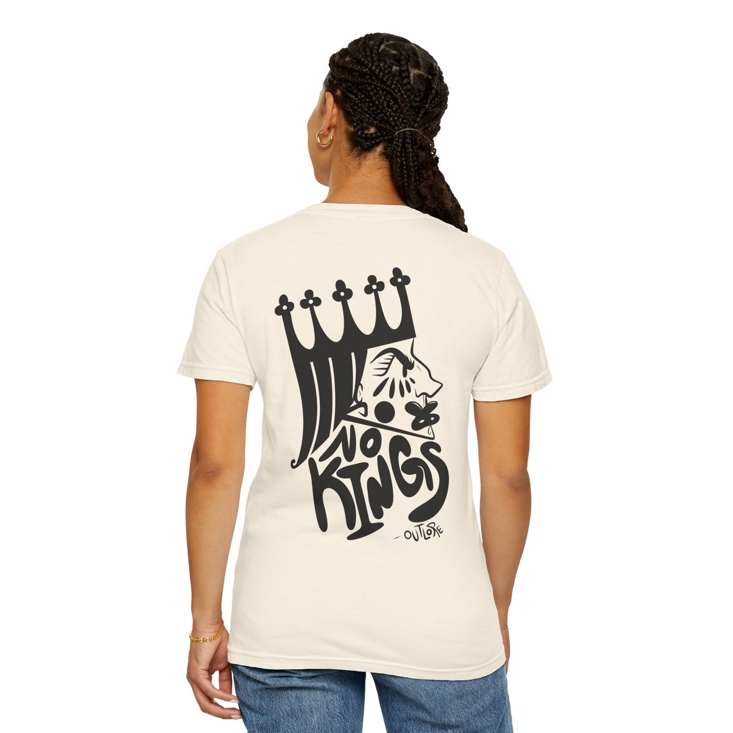 NO KINGS Unisex Garment-Dyed Graphic Tee, Cool Casual Shirt, Streetwear Fashion, Unique Gift for Him or Her, Summer Wear, No Kings Design