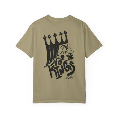 NO KINGS Unisex Garment-Dyed Graphic Tee, Cool Casual Shirt, Streetwear Fashion, Unique Gift for Him or Her, Summer Wear, No Kings Design
